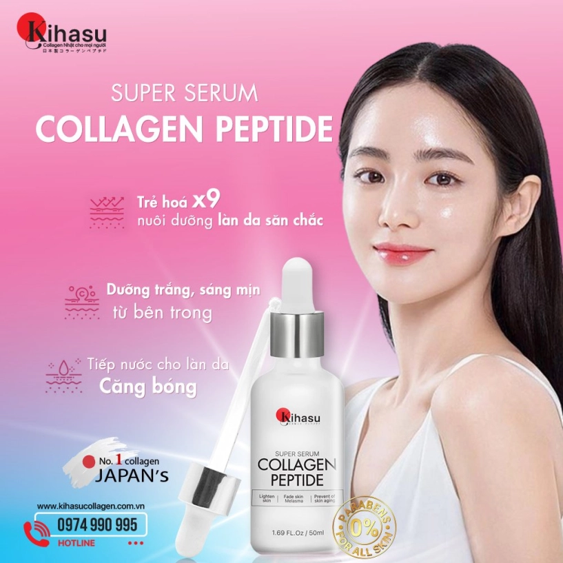 siêu phẩm serum collagen peptide kihasu giúp trẻ hoá trắng da giảm thâm nám chỉ sau 8 tuần - 1