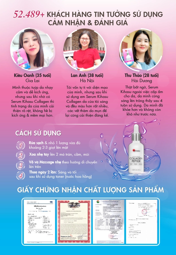 siêu phẩm serum collagen peptide kihasu giúp trẻ hoá trắng da giảm thâm nám chỉ sau 8 tuần - 5