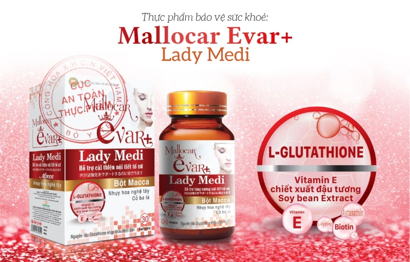 Viên uống cân bằng nội tiết tố mallocar evar lady medi - hỗ trợ giảm bốc hoả sạm nám da - 1