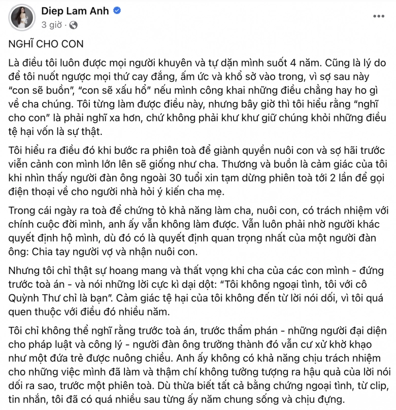 Diệp lâm anh đau xót nói lý do quyết đòi con từ chồng thiếu gia tôi sợ hãi trước viễn cảnh con mình lớn lên sẽ giống cha - 2