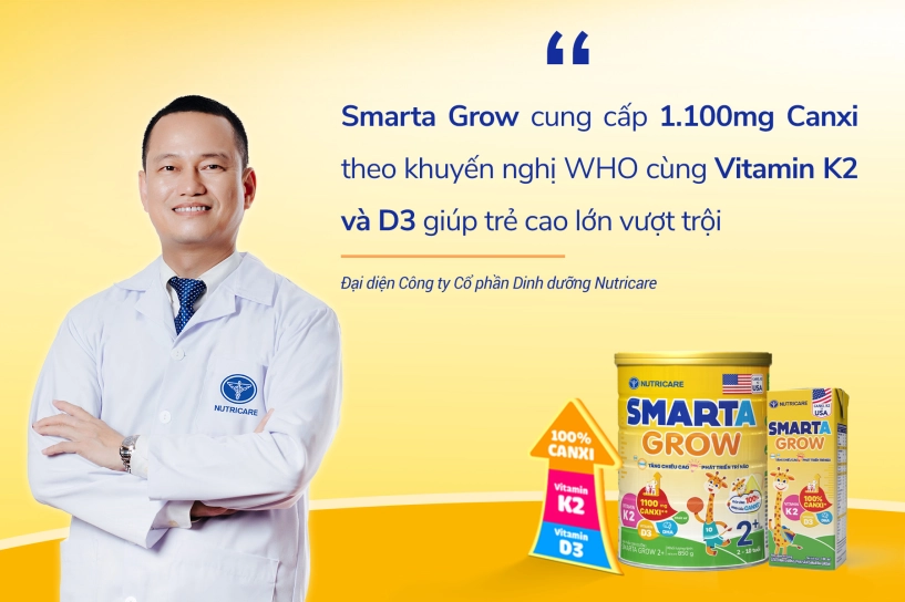 Smarta grow 2 mới với hàm lượng 1100mg canxi đáp ứng khuyến nghị của tổ chức y tế thế giới giúp trẻ cao lớn vượt trội - 4