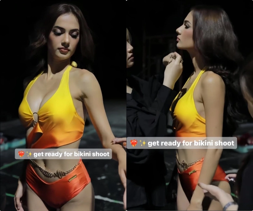 Ảnh hậu trường bikini top 18 miss universe vietnam 2023 múi bụng của hương ly thật hay giả - 4