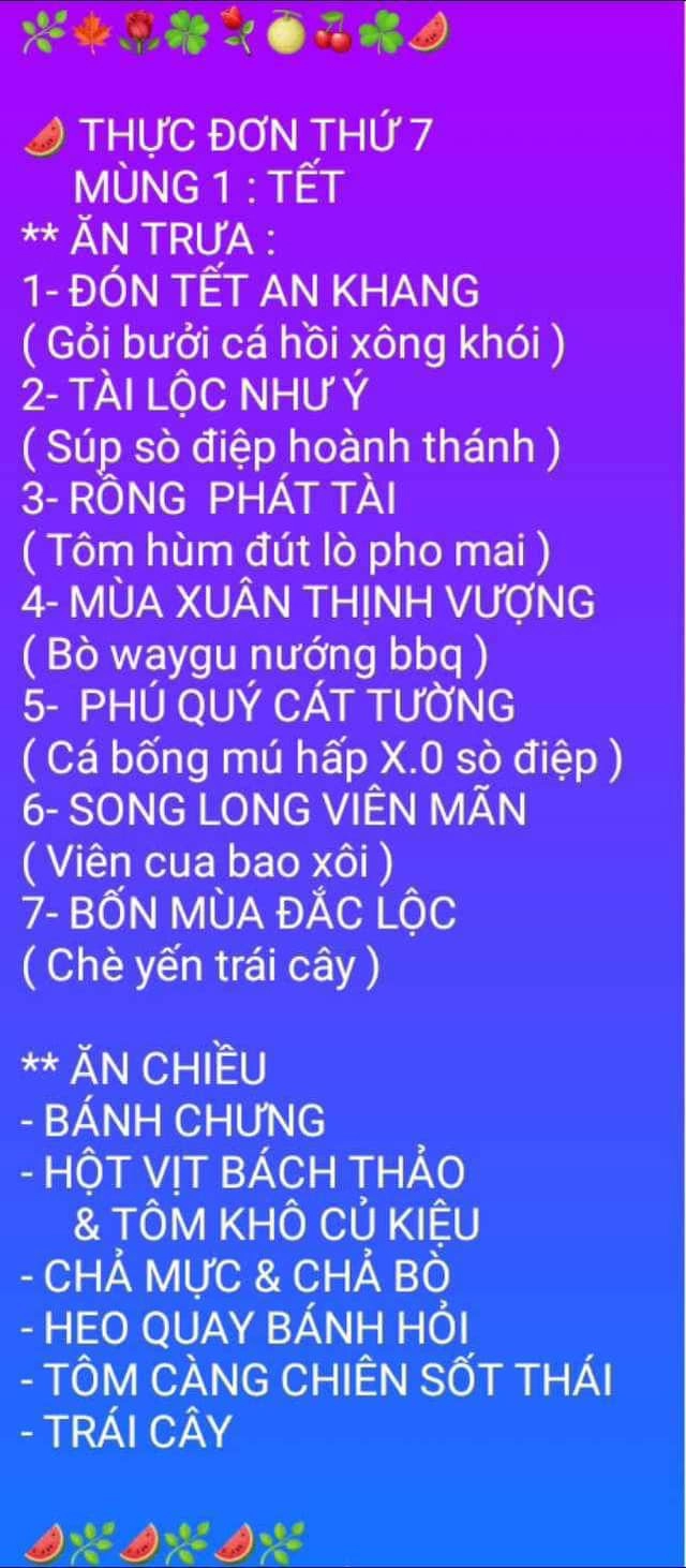 Choáng với thực đơn ăn tết 5 mùng nhà nữ ca sĩ giàu sụ có cả món song long mừng năm giáp thìn - 2