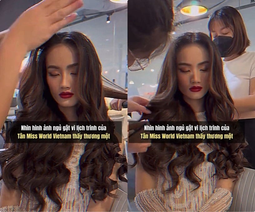 Làm hoa hậu có gì sướng ý nhi - thiên ân vừa ngủ gật vừa được makeup chẳng lo đẹp xấu - 1