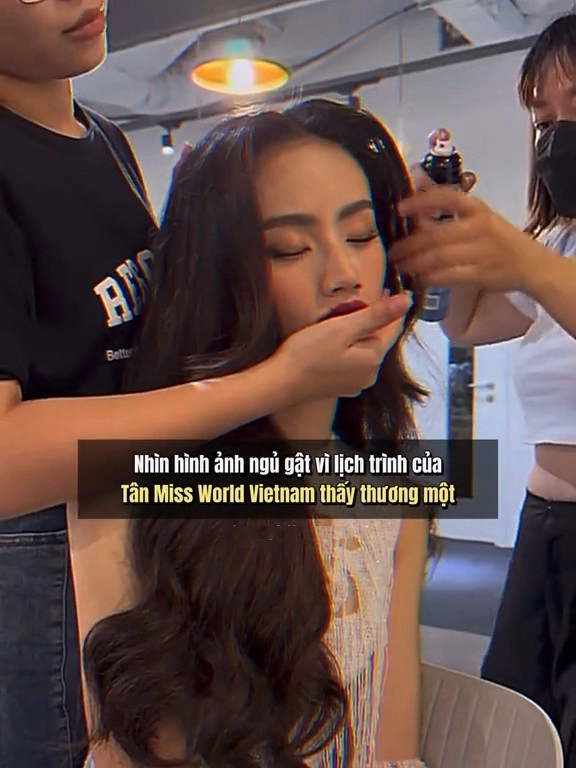 Làm hoa hậu có gì sướng ý nhi - thiên ân vừa ngủ gật vừa được makeup chẳng lo đẹp xấu - 2