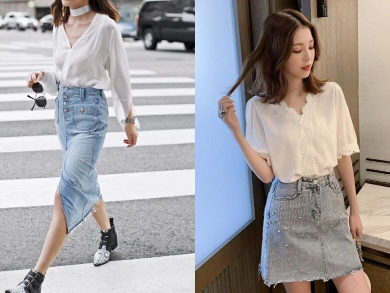 3 kiểu váy denim đẹp giúp giảm béo cho mùa hè chị em dễ dàng kéo chân và gọt thon vóc dáng - 6