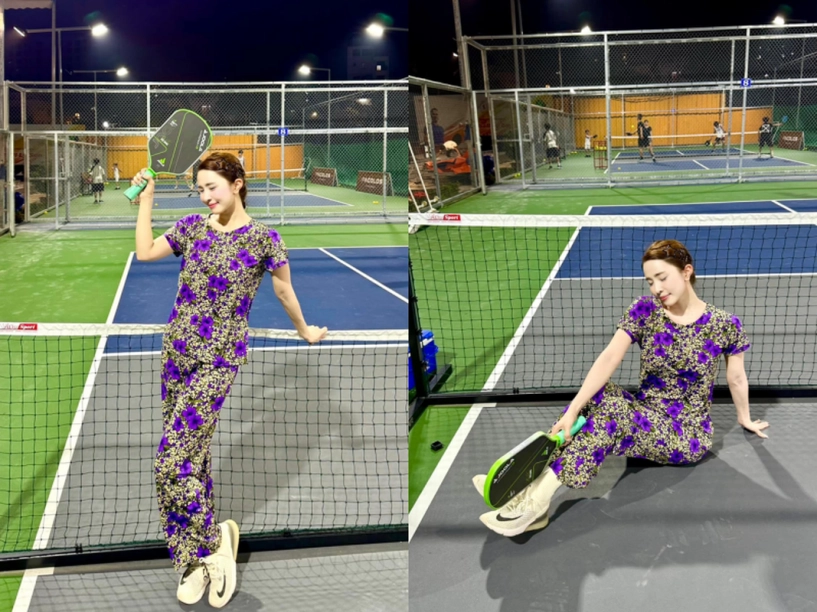 Diện outfit bà thím lên sân pickleball người chơi gây bão mạng - 4