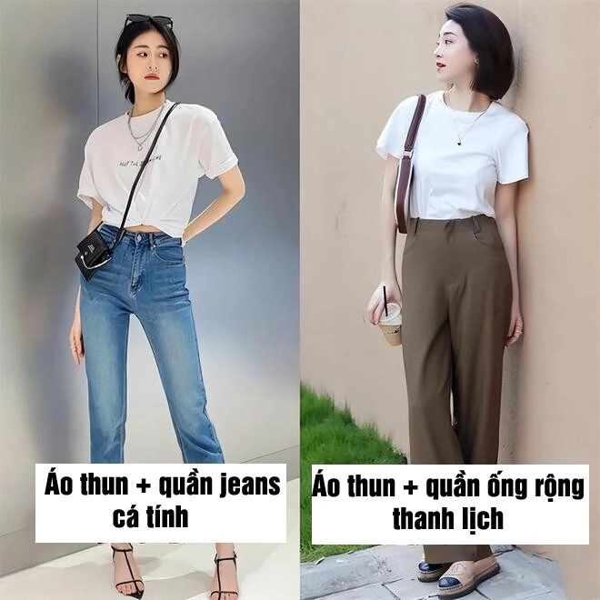 Mặc áo thun với quần jeans hay quần ống rộng đẹp hơn biết rõ điều này đảm bảo chọn đúng lại không tốn tiền - 2