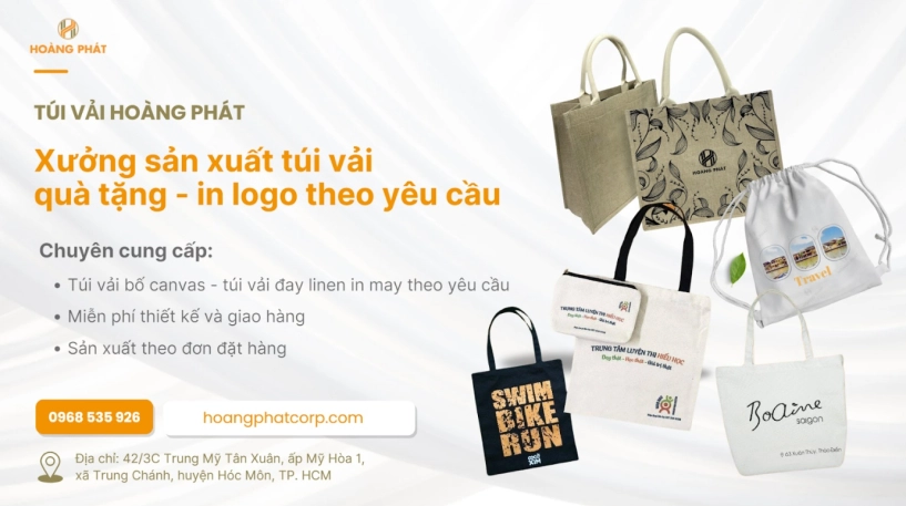 Túi vải hoàng phát xưởng túi vải canvas túi đay linen in logo làm quà tặng doanh nghiệp theo yêu cầu - 1