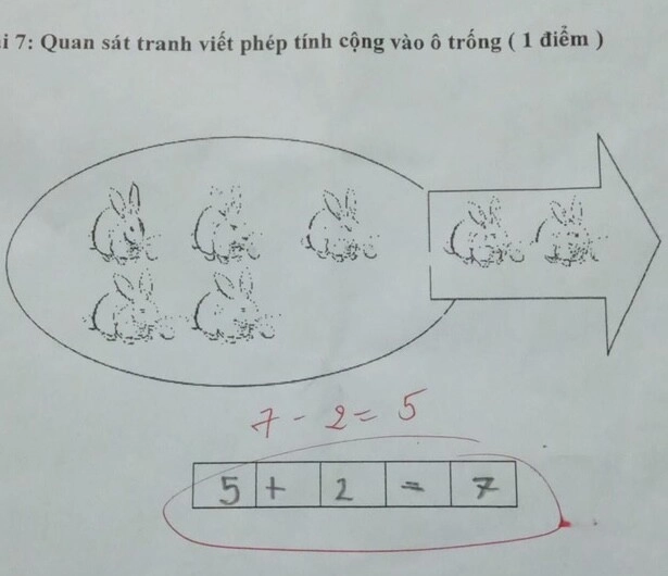 Bé tiểu học làm 5 2 7 bị chấm sai đáp án cô đưa ra khiến phụ huynh bức xúc - 2