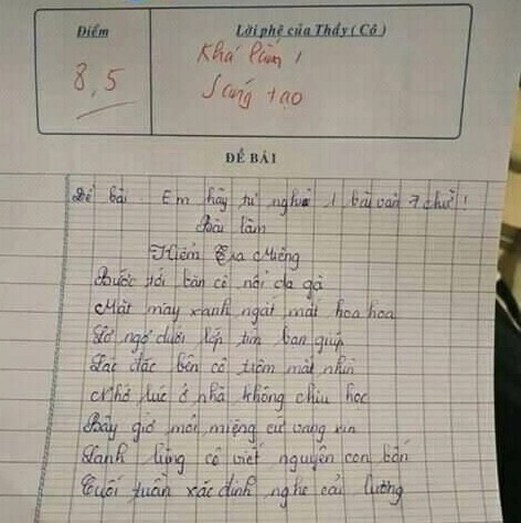 Học sinh viết đoạn thơ nói về tình hình học tập ở lớp được chấm 8 điểm phụ huynh tranh cãi sau khi đọc xong - 2