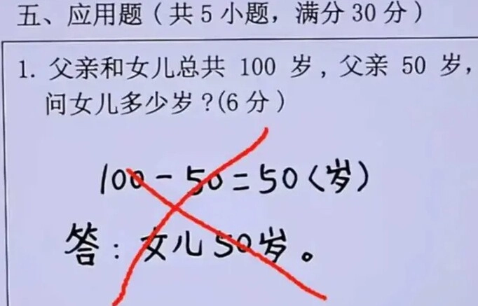 tổng số tuổi của bố và con gái là 100 bố 50 tuổi con bao nhiêu tuổi học sinh trả lời là 50 bị côgạch sai - 2