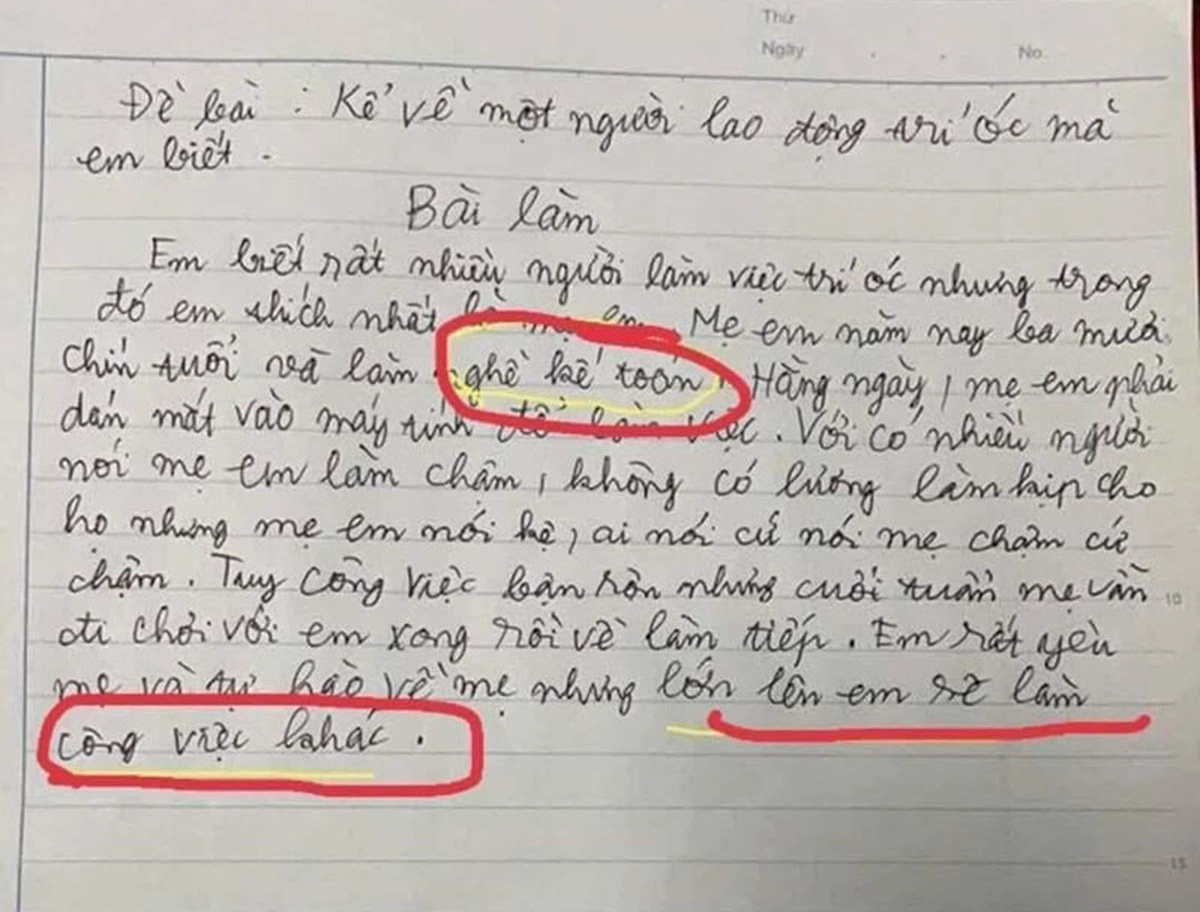 Viết văn kể về công việc của mẹ bé tiểu học khiến cô giáo ngã ngửa khi đọc đến kết bài phụ huynh đỏ mặt - 2