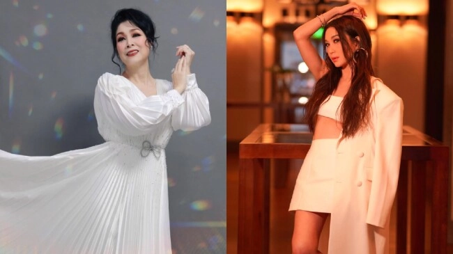Cùng 58 tuổi hồng vân và đát kỷ màn ảnh lại mặc trái ngược kẻ kín bưng người mê khoe vòng 1 - 1