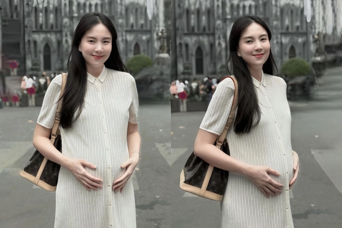Mẹ bầu mai ngọc nổ inbox vì mặc một chiếc váy bình dân - 1