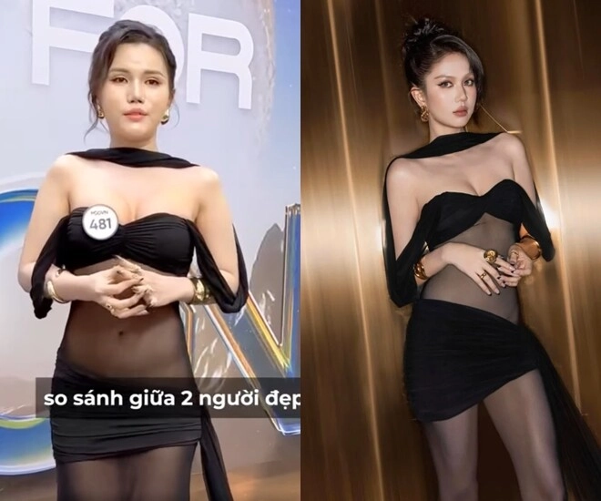 Thí sinh thi hoa hậu gây sốc vì mặc lại bộ đồ xuyên thấu sóng gió của ngọc trinh dân mạng liền đặt lên bàn cân so sánh - 5