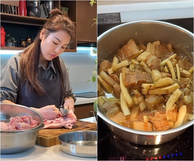 Á hậu việt nấu ăn trong căn nhà hàng chục tỷ bữa cơm ấm áp của 3 mẹ con trước khi chuyển đi - 6