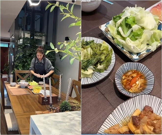 Á hậu việt nấu ăn trong căn nhà hàng chục tỷ bữa cơm ấm áp của 3 mẹ con trước khi chuyển đi - 9