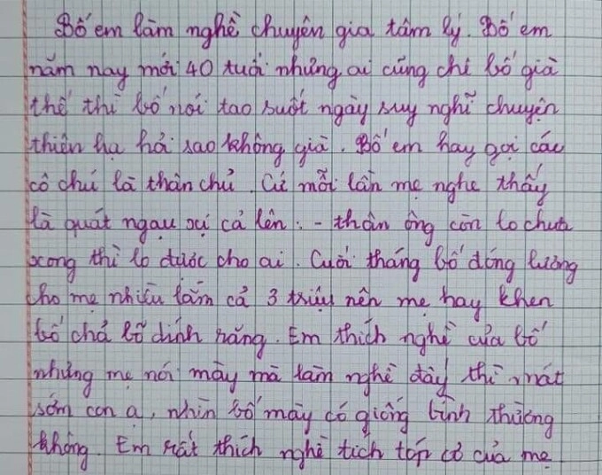 Bài văn tả bố làm chuyên gia tâm lý của học sinh lớp 4 khiến ai đọc cũng cười ná thở - 1