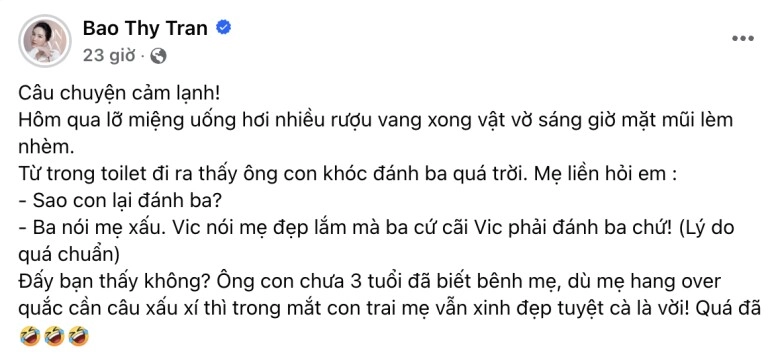 Bảo thy bị chê ngoại hình con trai 3 tuổi có phản ứng khiến nhiều người bất ngờ - 1
