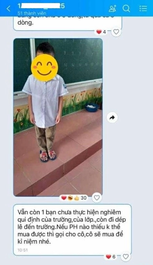 Bé trai thanh hoá đi dép lê đến trường cô giáo nhắn cả lớp nếu phụ huynh thiếu không mua được cô sẽ mua để kỷ niệm nhé gây phẫn nộ - 1