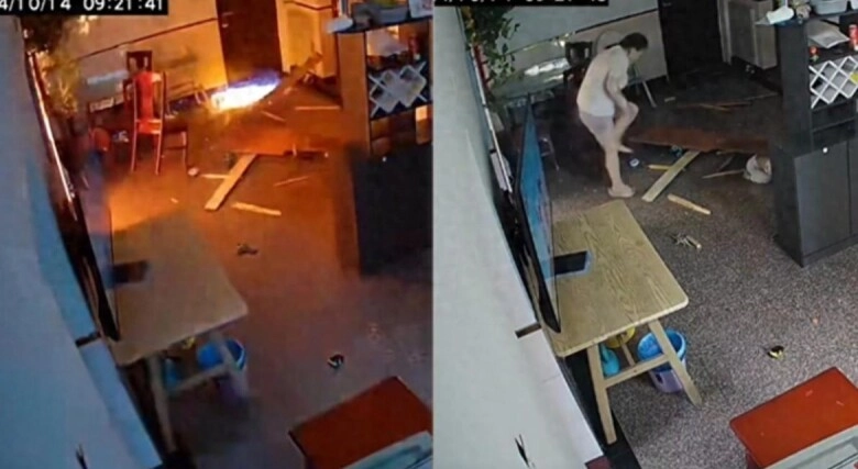 Camera ghi lại cảnh cặp mẹ con đang nấu ăn bé trai 2 tuổi bất ngờ bị ngọn lửa thổi bay khiến ai xem cũng thất kinh - 2