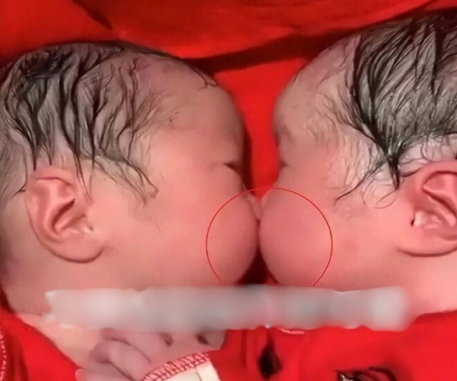 Cặp sinh đôi bám chặt lấy nhau khi mới chào đời y tá không thể tách rời mà phải thốt lên thật hiếm gặp - 1