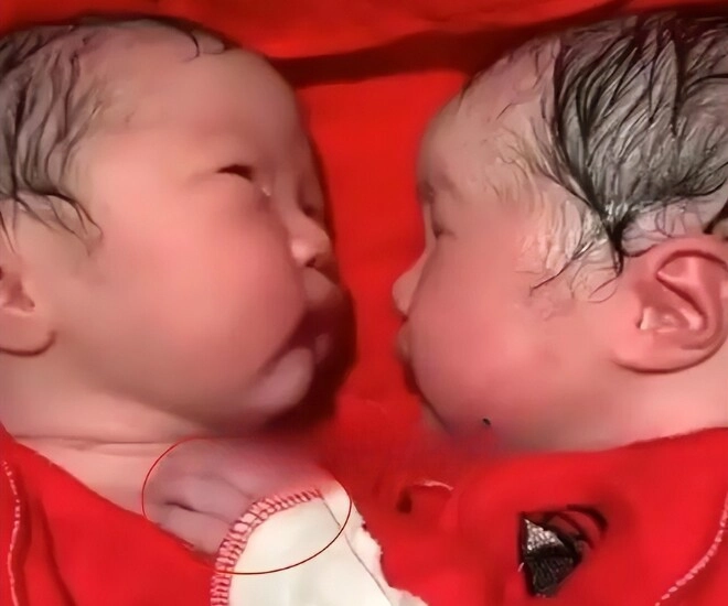 Cặp sinh đôi bám chặt lấy nhau khi mới chào đời y tá không thể tách rời mà phải thốt lên thật hiếm gặp - 2