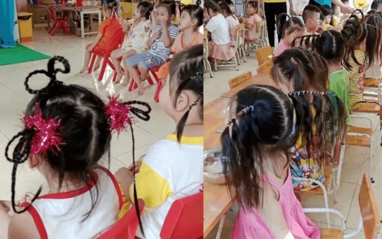 Cô giáo mầm non bình phước tạo 1001 kiểu tóc độc lạ cho học sinh hội phụ huynh xem mà xuýt xoa - 1