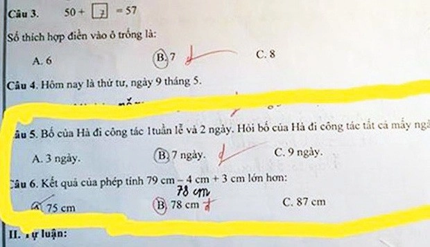 Con làm toán tiểu học 78 75 bị gạch sai đáp án cô giáo đưa ra khiến nhiều phụ huynh hoang mang - 1