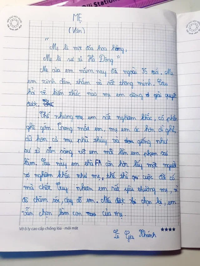 cười ngất với bài văn bé lớp 4 tả mẹ đọc đến kết bài nhiều người lại chạnh lòng - 2