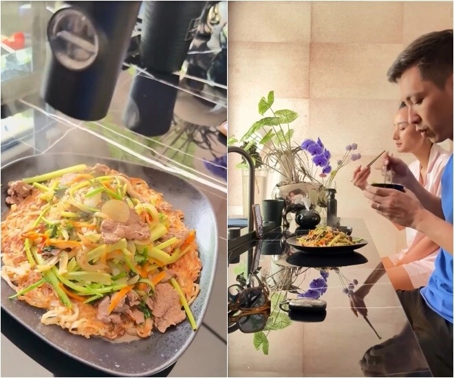 Lê thúy nấu ăn giữa trời nắng chồng phải đứng che ô cho cô vợ cao nghều - 8