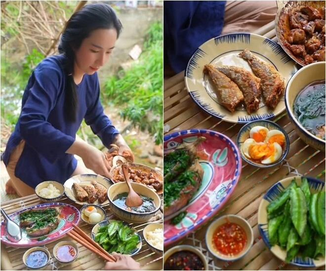 Mâm cơm chân quê của quỳnh trang - em vợ lê dương bảo lâm nấu cho bố hút hàng trăm nghìn like - 14