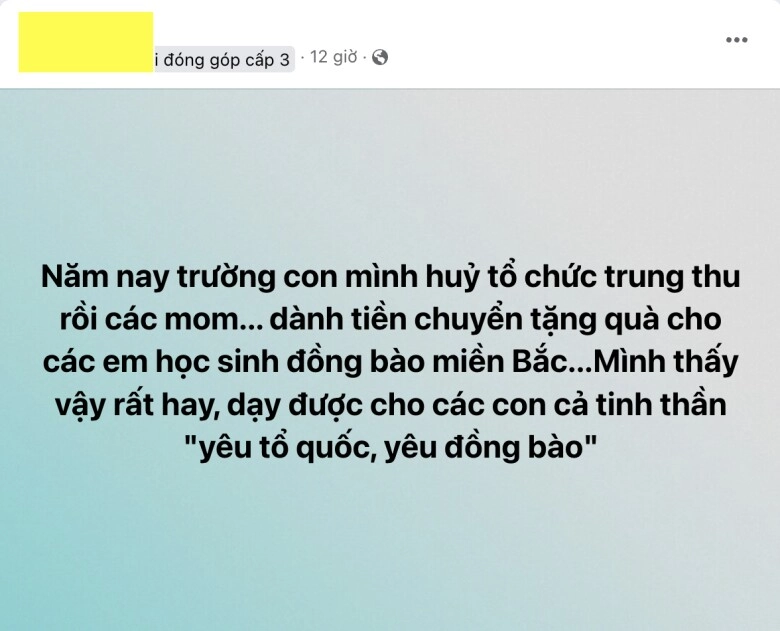 Mẹ bỉm hà nội bức xúc khi phụ huynh lớp con hồ hởi đóng 200 nghìn tổ chức trung thu thay vì hỗ trợ bão lũ - 3