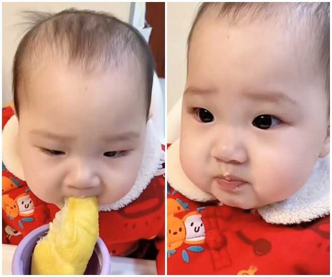 Những khoảnh khắc đáng yêu và siêu hài của các búp măng non khi ăn trái cây - 21