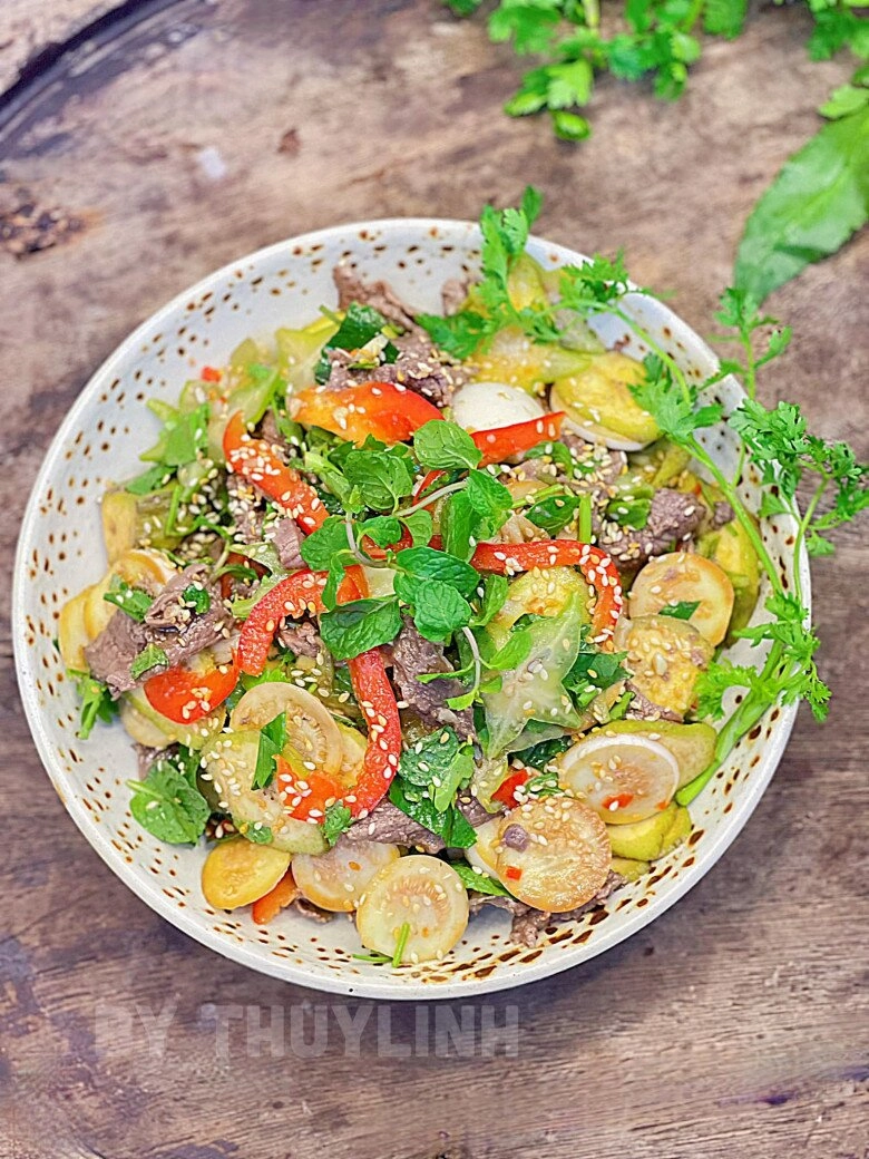 Nộm cà pháo thịt bò giòn ngon chua chua ngọt ngọt ăn cực thích - 8