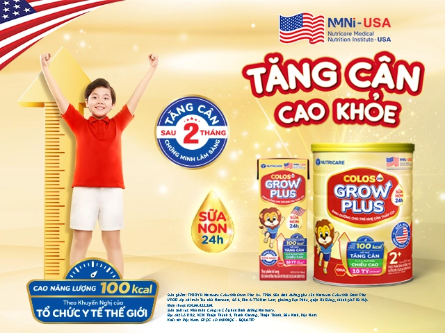 Nutricare colos24h grow plus 2 mới từ viện dinh dưỡng y học nutricare hoa kỳ giúp trẻ tăng cân sau 2 tháng - 1