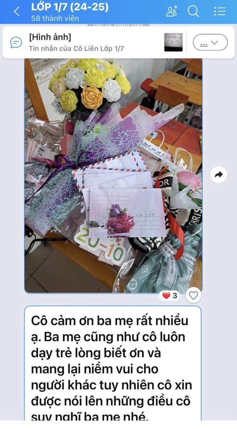 Phụ huynh một lớp bị cô giáo nhắn tin trong nhóm chat để trả lại phong bì ngày phụ nữ việt nam 2010 nghẹn ngào đọc lý do - 1