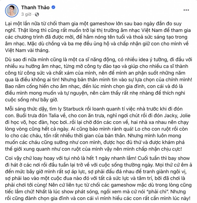 Thanh thảo trải lòng chuyện bỏ hào quang sang mỹ định cư mỗi ngày quanh quẩn hết chăm con mình đến chăm con người khác - 2