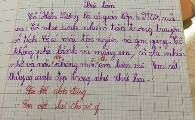 Viết văn tả cô giáo của em bé lớp 1 chỉ viết 6 dòng nhưng khiến ai đọc cũng nể - 1