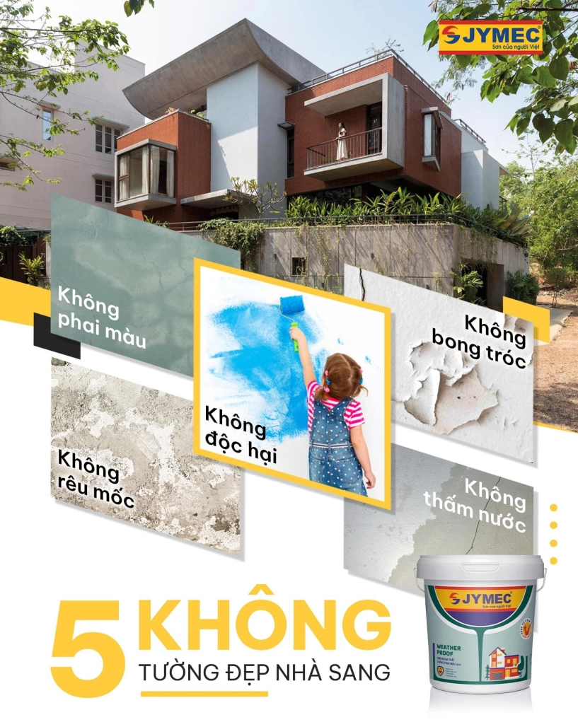 5 không cho tường đẹp nhà sang cùng sơn jymec - 1