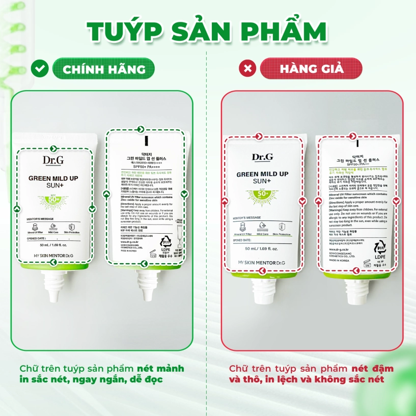 Bẫy giá hời kem chống nắng giả drg green mild up sun 3 cách phân biệt thật - giả chuẩn nhất - 4