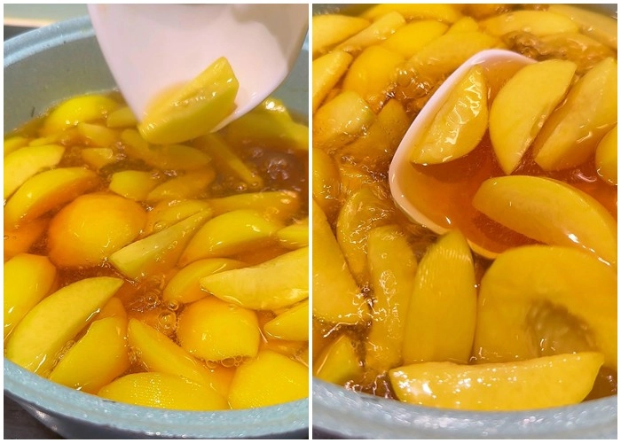 Cách làm đào ngâm giòn ngon không bị màng hỏng để pha trà mùa hè cực đã - 5