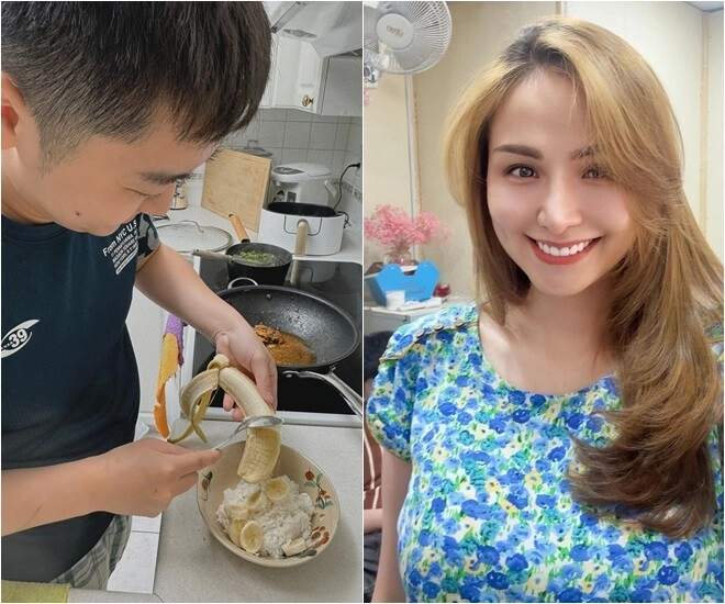 Chồng việt kiều canada của hoa hậu diễm hương về việt nam đãi vợ ăn cơm với chuối - 1