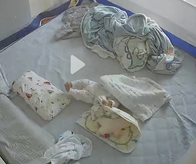 Đoạn camera ghi lại khoảnh khắc khiến cõi mạng hãi hùng một em bé sơ sinh nằm vẫy vùng trên giường ngủ - 1