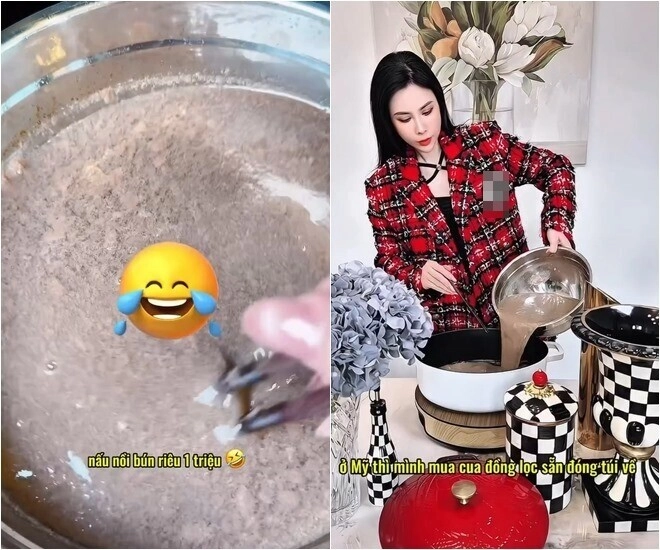 Hoa hậu lồng lộn lên đồ trăm triệu vào bếp nấu nồi bún riêu 1 triệu bị bình luận tội gì phải khổ - 3