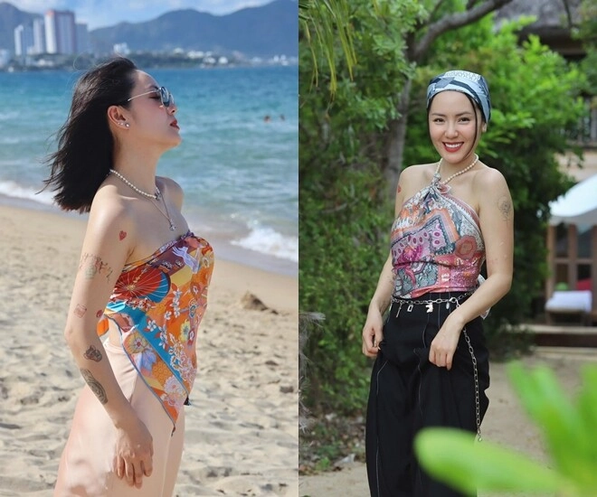Không cần bikini mỹ nhân việt chơi lớn quấn khăn thành áo phương linh biến hóa 7749 kiểu sexy khó rời mắt - 1