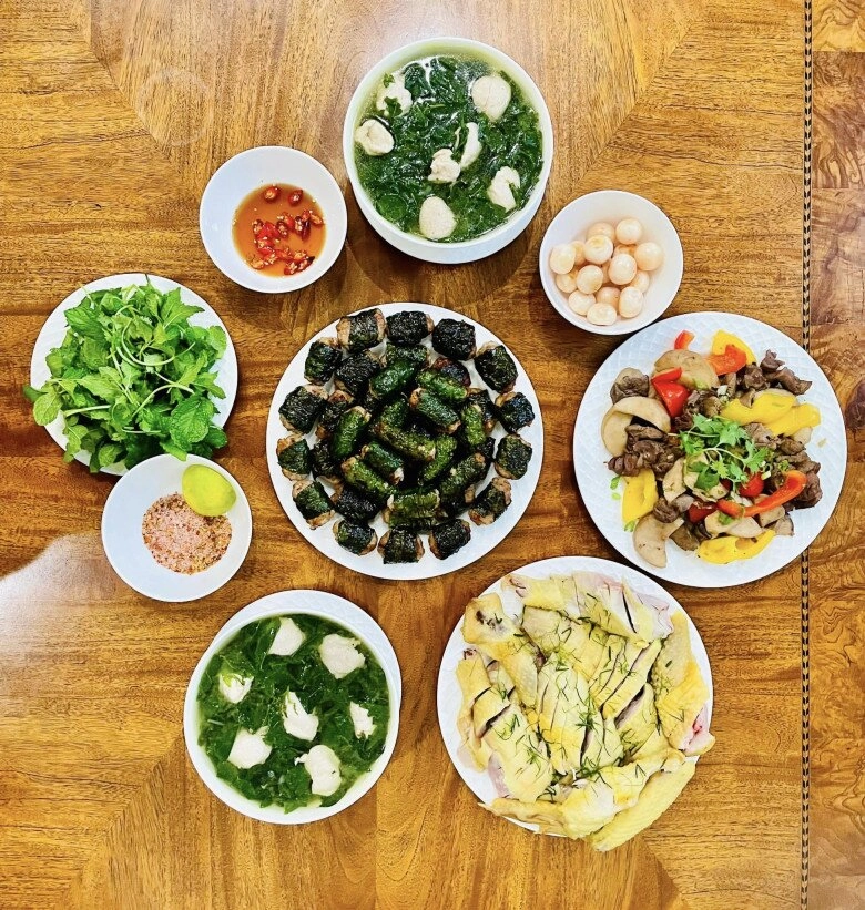 Mâm cơm đậm vị việt nam của diễn viên diệu hương ở mỹ có loại lá quý vô giá - 2