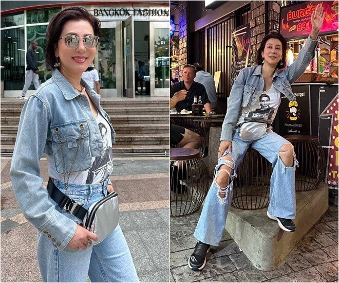Mc đình đám showbiz vác nhiều vali quần áo khi đi du lịch với chồng cũ 60 tuổi vẫn trẻ như gái 25 - 14