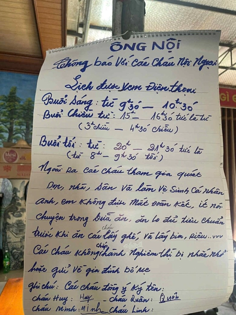 Ông nội thái bình 60 tuổi đón 7 cháu ở thành phố về quê gây bão với bảng nội quy xem tivi điện thoại cho khối nghỉ hè cực đỉnh - 2